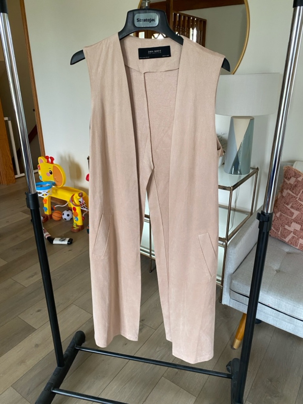 Zara Pink-Beige Sleeveless Duster Vest